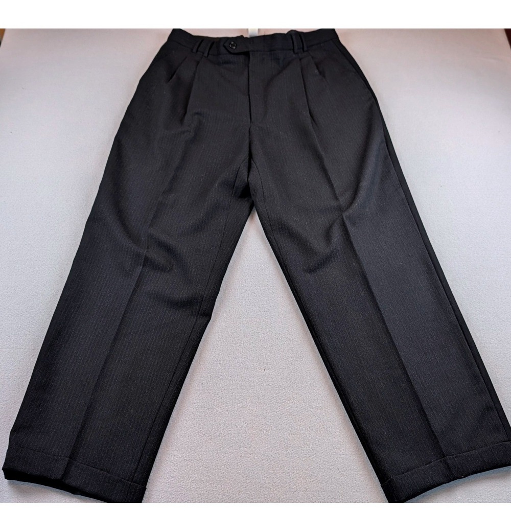 Louis Feraud Paris Mens Suit Charcoal Gray Pinstripe Two Button Jacket and pants